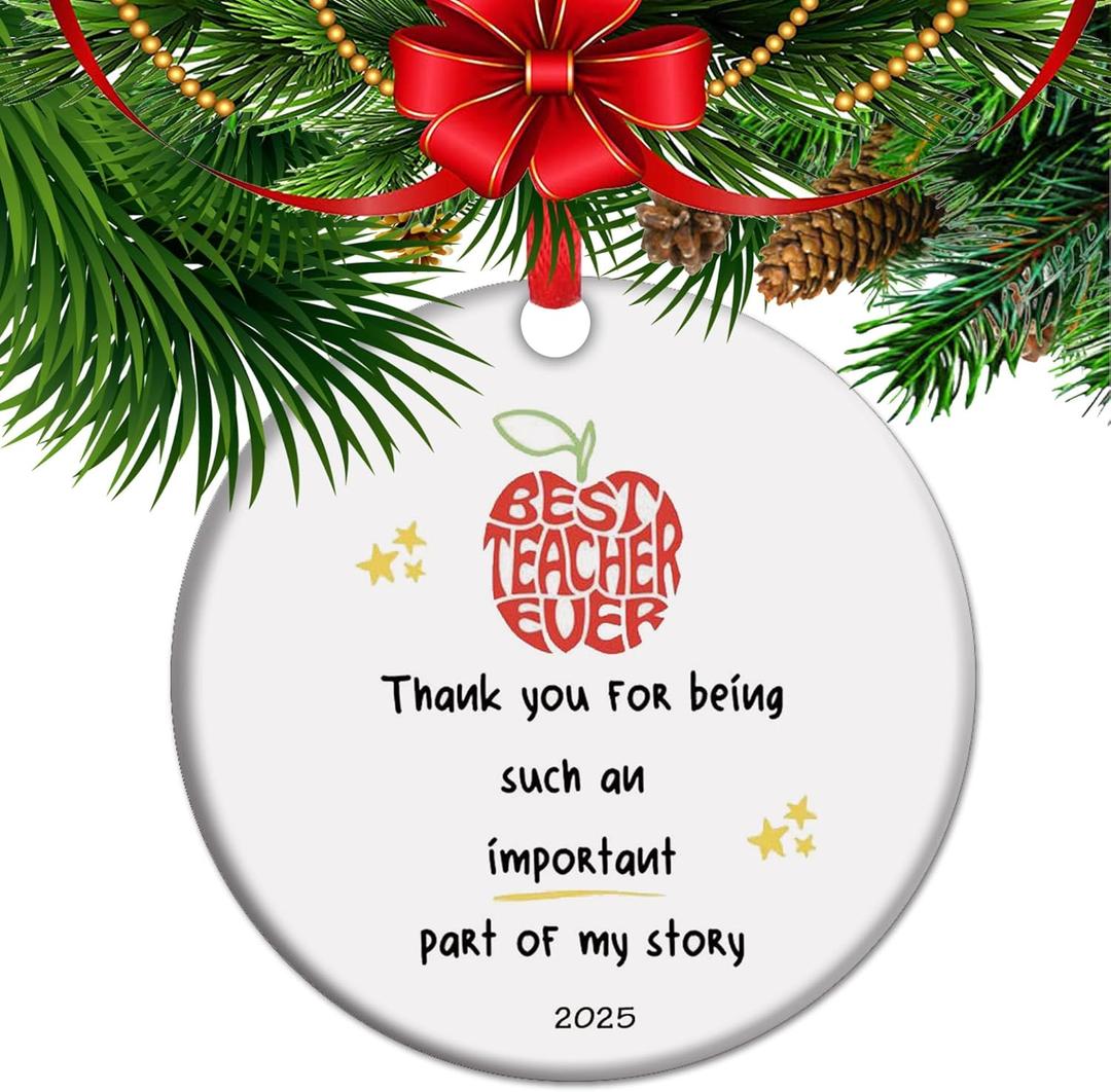 Thank You Teacher Gifts, End of Year Gift from Student, 2025 Christmas Ornament Teacher Appreciation Keepsake (C2)