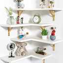 Corner Shelf Wall Mounted, Set of 4, Corner Floating Shelves, Corner Wall Shelf, Corner Hanging Shelf for Living Room, Kitchen and Bedroom (White Gold, 16.3 Inches)