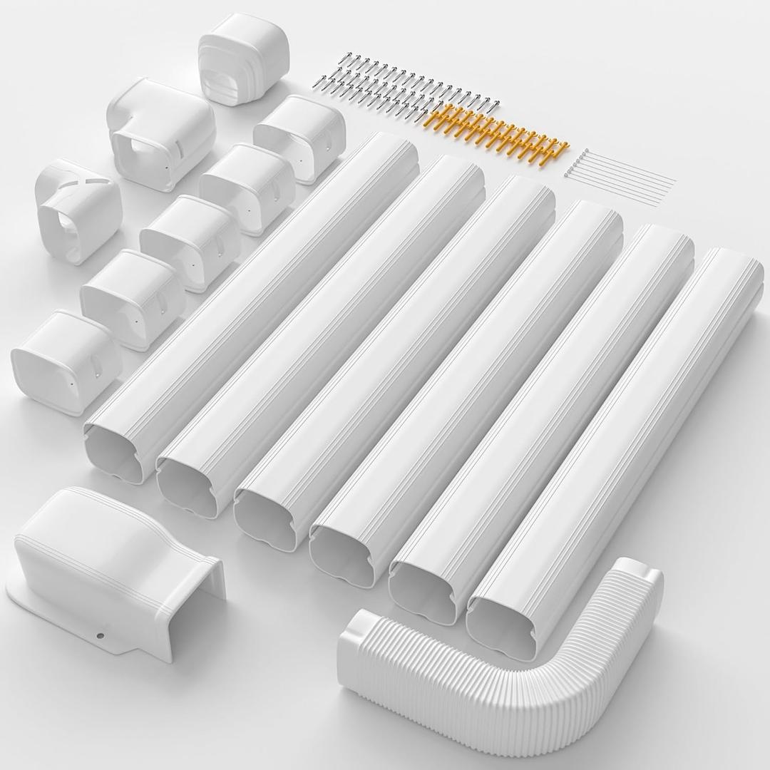 Mini Split Line Set Cover: 3'' 22.5 Ft Decorative Minisplit Lineset Cover Kit, Paintable PVC & PP Universal for Mini Split, Air Conditioner, Central AC, HVAC Heating System Line Protection