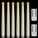 Homemory 6 Pcs Waxy Flameless Taper Candles with Remote, Flickering Battery Operated Candlesticks, Led Fake Candles Tall Candle for Home, Wedding, Party, Ivory, 9.6 inches