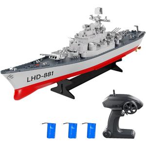 GoolRC Remote Control Warship RC Military Battleship, 1:390 Scale Remote Control Boat for Lakes and Rivers, 2.4GHz RC Armed Cruiser Boat Model with Low Battery Alarm and 3 Batteries for Adults