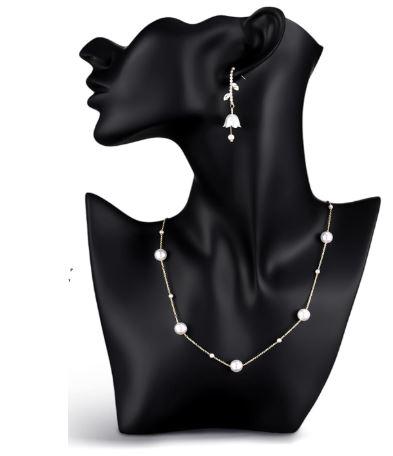 Yalikop  Resin Jewelry Mannequin Display Set Including Boutique Bust Holder Necklace Stand Display Earring Holder Organizer for Bracelets Pendant Shows Selling (Black)