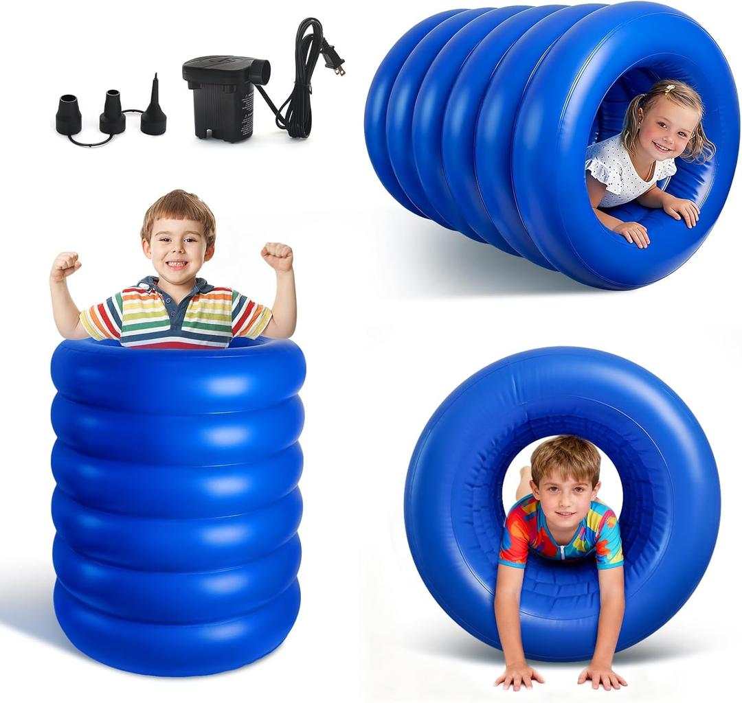 Barrel Roll Sensory Chair for Kids, 2026 Reinforced Calming Vestibular Toy with Deep Pressure, Durable Inflatable Sensory Pod for Autism, ADHD, Perfect for Classroom or Home Use (Blue)