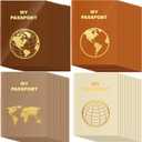 Lincia 48 Pcs Blank Passport Notebook Fake Passport Book Travel Journal Book Bulk Coloring Kids Travel Airplane Activity Classroom Decor School Projects (Warm Color)