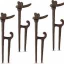 Shimeyao 4 Pack Garden Hose Guide Stakes Bulk 9.5'' Rusty Dragonfly Garden Hose Guide Spike Decorative Cast Iron Stakes Holder Heavy Duty Metal Outdoor Nails Tool for Lawn Yard Patio Plant Protection