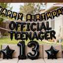 Official Teenager 13th Birthday Decorations Black for Boys, Number 13 Birthday Star Foil Balloons Confetti Balloons for Boys 13 Years Old(13th Black)