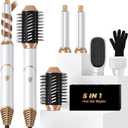 5 in 1 Blow Dryer Brush,Hair Dryer Brush with Detachable Air Styler,Negative Ionic Magic Hair Styler,Hot Air Brush for Women Volumizer,Straightener, Drying, White 