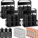 Suclain Squeeze Water Bottles with Carrier, 28 Pcs, Black