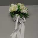 CYANLUX Wedding Bouquets for Bride Bridesmaid Bouquet Champagne White Artificial Roses Flowers for Wedding Valentine's Day Church Home Decoration (White)