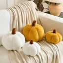 Pumpkin Pillows, Halloween Fall Throw Pillow, Pumpkin Shaped Pillow for Couch, Cute Stuffed Pumpkins, Autumn Decorative Cushion (Yellow, 8.6 Inches)