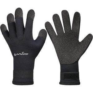 OMGear Neoprene Gloves Diving Wetsuit Gloves 3mm Flexible Thermal with Adjustable Waist Strap for Snorkeling Scuba Diving Surfing Kayaking Rafting Spearfishing Sailing, Medium