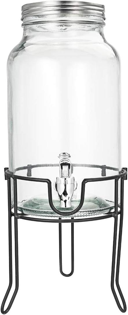 5.5L Beverage Dispenser and Stand Drinking Water Juice Detoxification Glass Jar - Drink Dispenser and Stand