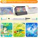 Alcohol Markers Set, 120 Colors Dual Brush Tip Art Markers for Drawing, Professional Alcohol Based Markers for Artists Beginners Adults, Blendable Markers for Coloring Illustration Sketching