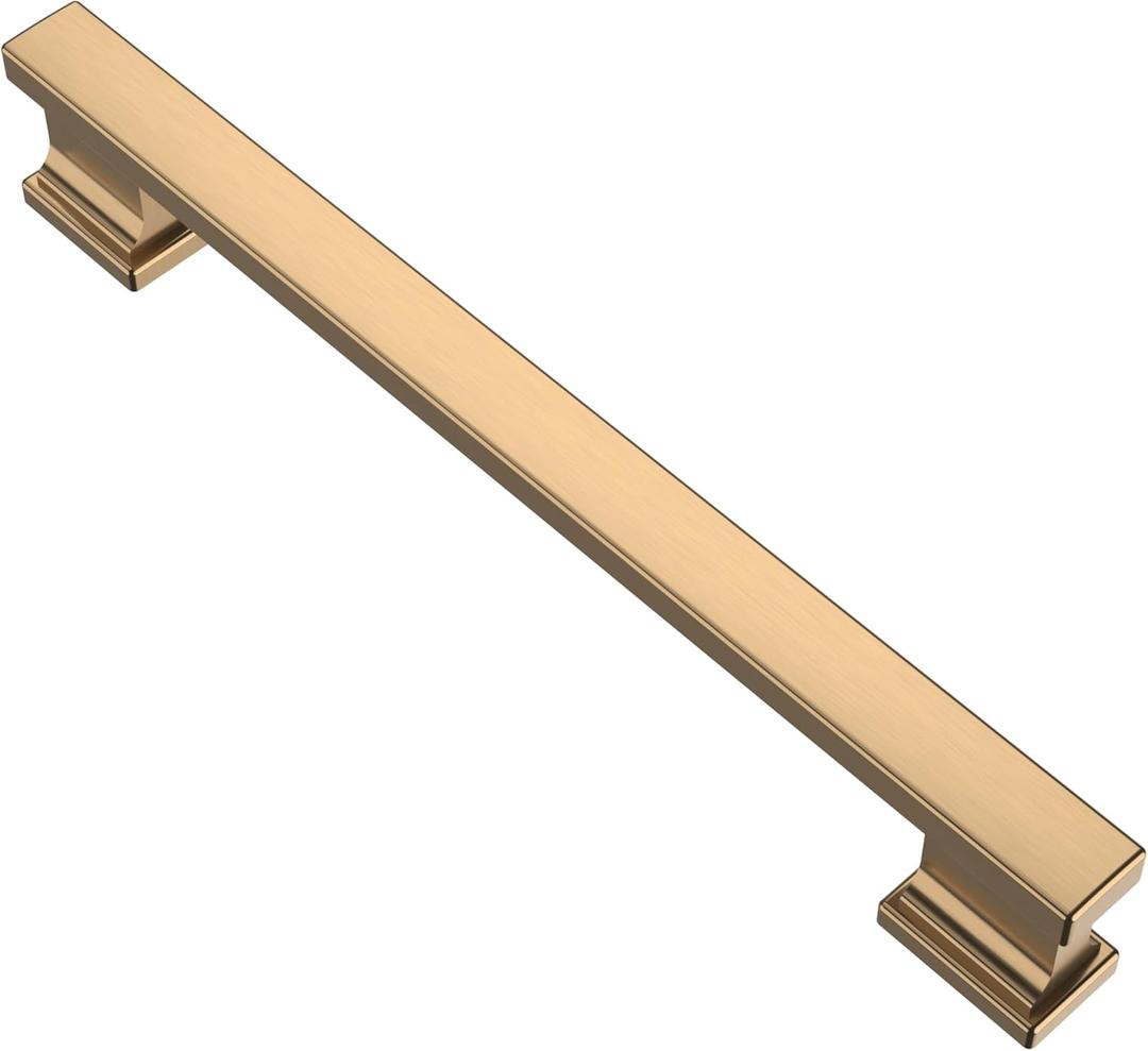 Alzassbg 15 Pack Champagne Bronze Cabinet Pulls, 6-1/4 Inch(160mm) Hole Centers Kitchen Cabinet Handles for Cabinets and Drawers AL3061TGP