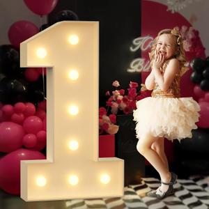 Light up Numbers 1, 3FT Giant Marquee Numbers for 1st 15th 16th 21st Birthday Decoration, Anniversary Party Decor, 2026 Graduation Decoration,Pre-Cut Foamboad Kit