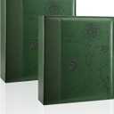 Photo Album 8x10 2 Packs Clear Pages Pockets Leathe Cover Slip Slide in Photo Album Each Holds 50 Vertical 8x10 Photos Picture Book for Wedding Family (Dark Green)