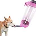 DEEUCHIS Dog Crate Water Bottle Dispenser - No Drip Dog Kennel Water Dispenser & Cage Bottle - Easy-to-Use Water Bottle for Cat Crate - Perfect for Keeping Your Pet Hydrated (Pink)-350ML