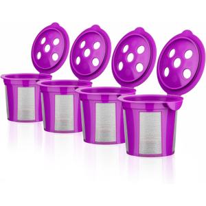 Reusable K Cups for Keurig K Supreme, K Supreme Plus, K Slim, K-Duo Gen2, K-Brew Chill with MultiStream Technology, 4 Pack K Cup Coffee Filters - Purple