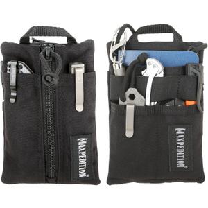 MAXPEDITION Platy Pocket Organizer, Durable EDC Tool Pouch for Men, Neck Wallet with Paracord Lanyard, Holds Flashlight, Multitool, Pen, Notebook (4" x 6", Black)