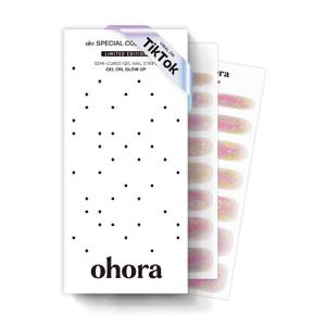 ohora Semi Cured Gel Nail Strips (N Rainbow Bomb) - Rainbow, Ombre, Works with Any UV/LED Lamps, Salon-Quality, Long Lasting, Easy to Apply & Remove - Includes 2 Prep Pads, Nail File & Wooden Stick