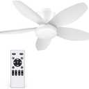 35 Inch Ceiling Fan with Lights and Remote Control, Quiet Modern Low Profile Fan Light with 6 Speeds, Dimmable LED, Reversible Blades for Bedroom Living Room Indoor/Outdoor, White