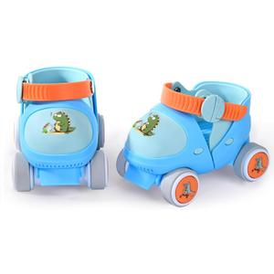 Kids Children's Adjustable Quad Roller Skates Wheels Lock Boys Girls Roller Skate for Beginners Toddlers Baby Age 2-6 Years Old (Dino Blue)