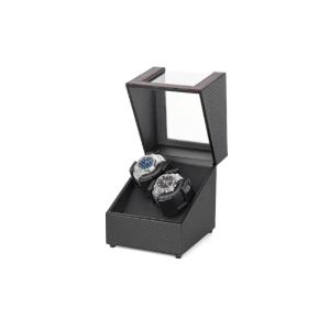 LLS Double Watch Winders for Automatic Watches, Automatic Watch Winder Box in Black Carbon Fiber, with Japanese Quiet Motor, Flexible PU Watch Pillows, for Women's& Men's Watches