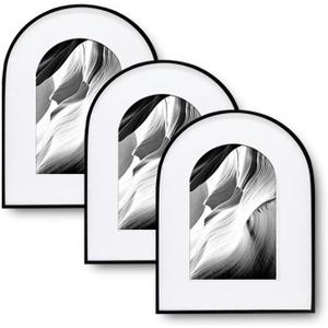 3 Pack Elegant Aluminum Arch Picture Frames - Wall Mount & Tabletop Display, Includes Non-Removable Mat for Enhanced Display - Perfect for Home Decor & Memories, Great Gift Choice (Black, 8x10)