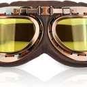 Cosplay Goggles Steampunk Motorcycle Goggles Costume Retro Pilot Style (Brown - Yellow Lens)