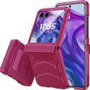 Vizvera for Motorola Razr+ (Plus) 2024 Case with Hinge Cover, Built-in Screen Protector Shockproof All-Inclusive Smartphone Cover Wireless Charging for Motorola Razr+ (Plus) 2024(Magenta)