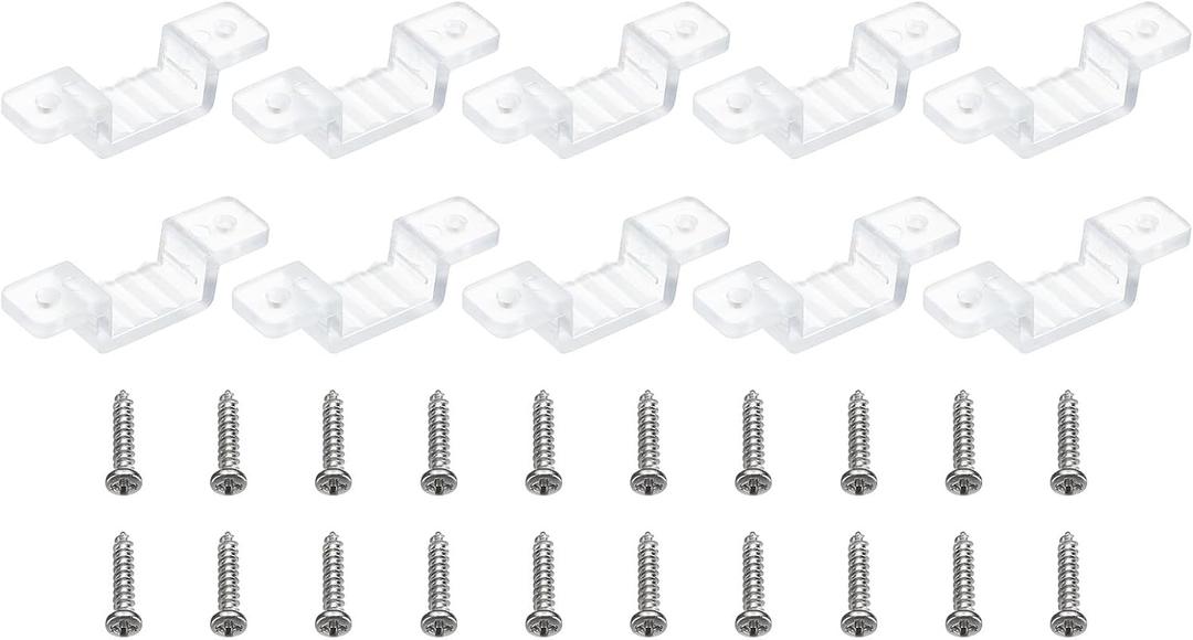 PATIKIL LED Strip Light Clips, 100 Pack Mounting Bracket Fixing Clips Clamp Holders with Screws for 11mm-14mm Neon RGB Light Cable Ribbon, Translucent