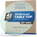 Royalty 42" Inch Round Tempered Glass Table Top Clear Table Top Glass Useful for Replacement, Tabletop Protector, Patio, Dining, Coffee, Desks - 1/4" Thick Flat Polished Edge