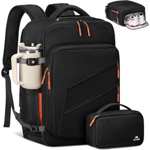 MATEIN Personal Item Backpack 18x14x8 with Shoe Compartment Detachable, Airline Approved Carry On Backpack for Travel with Electronics Case, Lightweight Luggage Bag for Spirit Airlines Fits 17" Laptop (Large, Black)