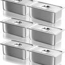 WantJoin Steam Table Hotel Pans with Lid 1/3 Third Size 6 Inch Deep 6 Pack, Stainless Steel Metal Tray Sets Food Storage Container, Restaurant Chafing Dishes Commercial Buffet Warmer Catering Supplies