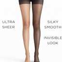PIOGOWE 2Pack Sheer Tights for Women, 20D Legs, 40D Reinforced Top, Run-Resistant Knit, High-Stretch Waist, Reinforced Toes (Black, XL)