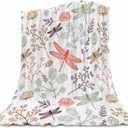 Dragonfly Blanket for Women 50x60 Inches - Ultra Soft Plush Flannel Throw Blanket - Elegant Dragonfly Gifts for Her - Cozy Lightweight Blanket for Bed, Couch, Office & Travel - All Season Comfort