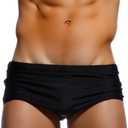 UXH New Men Swimwear Boxer Beach Shorts suilt Men's Boxer Surfing Swim Pants Stretch Swimming Trunks (Large, 604 Black)