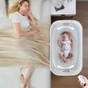 Electric Bassinet for Baby 3 Rocking Speeds, Auto Bedside Sleeper with 8 Soothing Music, Rocking Bassinet for Infant, Grey