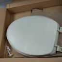 Soft Elongated Vinyl Toilet Seat, Bone - 19 Inch Soft Vinyl Cover with Comfort Foam Cushioning - Fits All Elongated Size Fixtures - Easy to Install Fantasia by Achim Home Decor