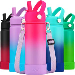 WEREWOLVES 18oz Kids Water Bottle with Straw Lid, Shoulder Strap and Boot - Insulated Stainless Steel, Reusable Leakproof Metal Water Bottles for School Boys Girls (Rose/Lilac, 18 oz) WEREWOLVES 18oz Kids Water Bottle with Straw Lid, Shoulder Strap and Boot - Insulated Stainless Steel, Reusable Leakproof Metal Water Bottles for School Boys Girls (Rose/Lilac, 18 oz)