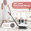 Upholstery Carpet Cleaner Machine, MUJERBAY Portable Spot & Stain Cleaner Shampooer, Move with Universal Wheels & Handle, 1.18-inch Deep Cleaning Machine for Couch, Stairs, Car & Messes.White.