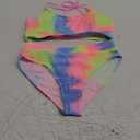 Limeeke Women's High Waisted Bikini Sets Ribbed Textured Scoop Neck Swimsuit Adjustable Strap Two Piece Bathing Suit (Large, Rainbow Tie Dye)