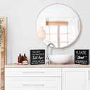 2 PCS Farmhouse Bathroom Signs Decor Wood Box Sign, Rustic Bathroom Wall Art Decor, Funny Restroom Guest Bathroom Decor for Shelves and Wall Black