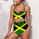 Yewattles Womens Bikini Two Piece Swimsuits Tummy Control Bathing Suits High Waisted Bikini Swimwear (Green, XXL)