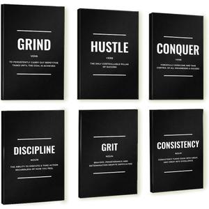 Throwback Traits Motivational Wall Art Set of 6 Canvas Prints with Inspirational Quotes, Eco-Friendly & Framed, Gallery-Wrapped Posters for Living Room, Bedroom & Office Dcor, Ready to Hang 11x17