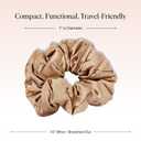 Kitsch Satin Scrunchies for Women - No Crease, Frizz Control | Softer Than Silk Scrunchies Gentle On Hair Scrunchies for All Hair Types | Stylish Hair Accessories - Charcoal & Gold, 2pcs