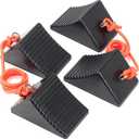 OULEME Heavy Duty Rubber Wheel Chocks with Eyebolt, Solid Wheel Stoppers for Camper, Travel Trailer, RVs, Truck, and ATV, Anti-Slip and Anti-Oil Design, 8"x5"x4"(4-Pack)
