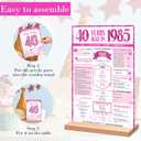 40th Birthday Party Decorations for Women, Sweet Pink Glitter in 1985 Birthday Decor Poster Acrylic Table Sign, 40th Birthday Party Supplies, Double-Sided