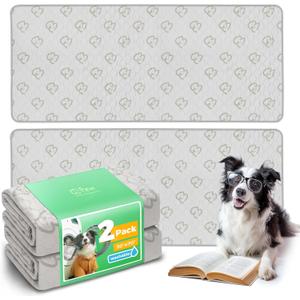 FXW Washable Pee Pads for Dogs, Puppy Pads with Super Absorbent, Specifically Designed for Potty Training, 30" x 70" Rectangle, Khaki, 2 Packs