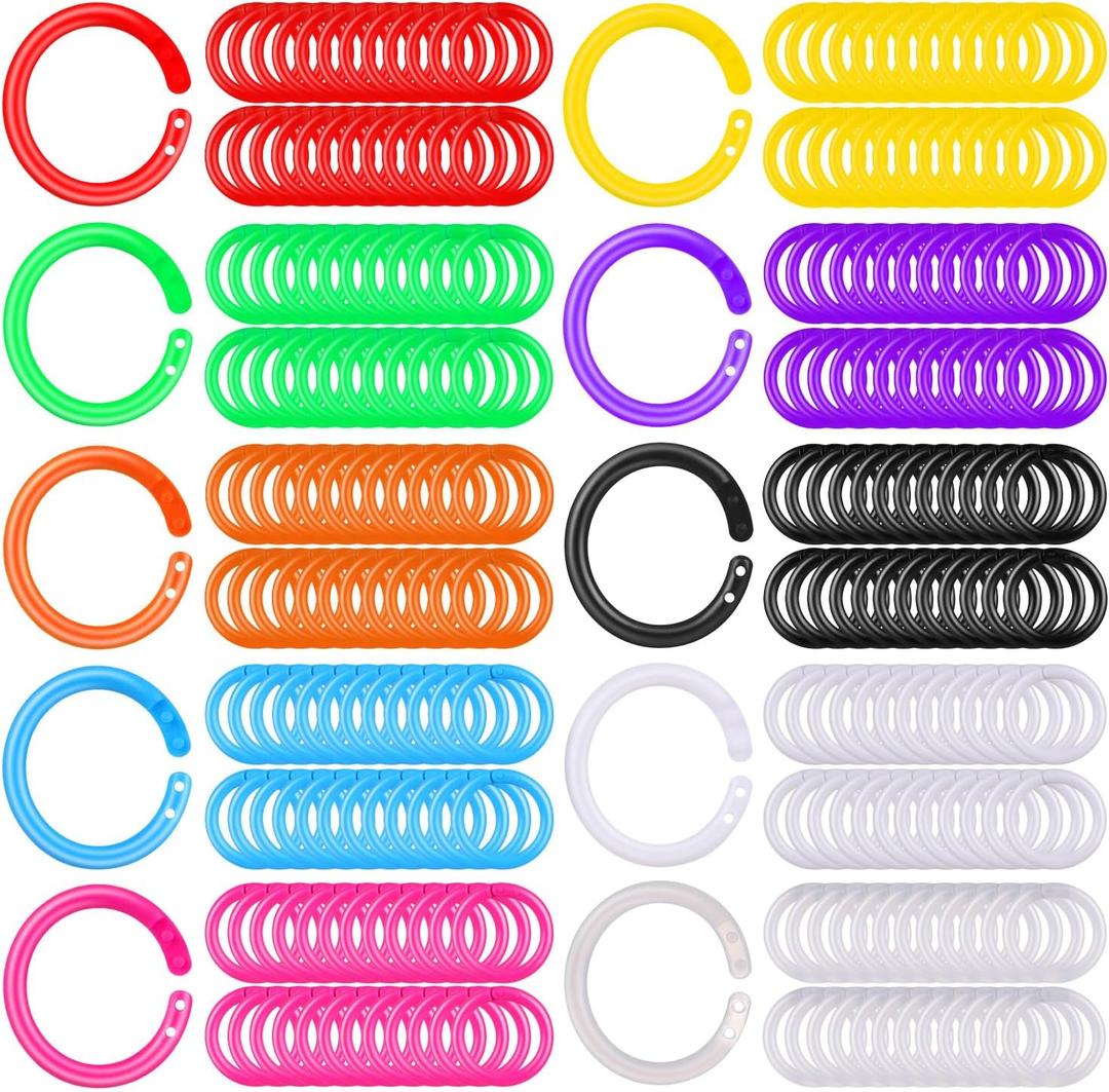 KFPPLXQ 240 Pcs Plastic Binder Rings Rainbow Index Card Ring Small Book Rings for Cards Document Stack School Home Office Use 0.78 Inch 10 Colors